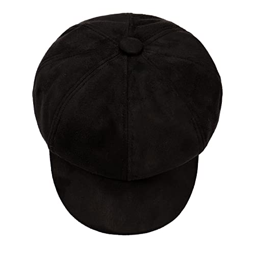 Newsboy Cabbie Baker boy hat Beret Cap for Women Pageboy Visor Paperboy Hat Sailor Fiddler Hat Adjustable - color: Black Tweed