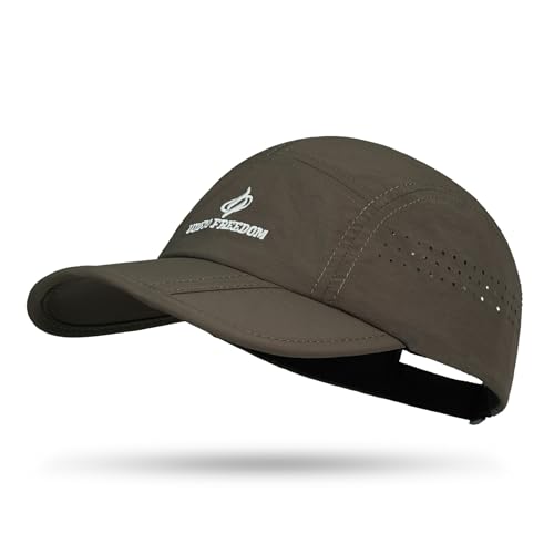 Clakllie Quick Dry 5 Panel Cap for Men Summer Folding Outdoor Hat Breathable Baseball Cap Unstructured Running Hiking Hats - color: Bs26zd01-taupe