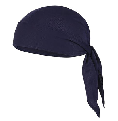 Sweat Wicking Doo Rag - Dew Rag Cooling Helmet Liner - Breathable Helmet Do Rag for Men and Women - color: Navyblue