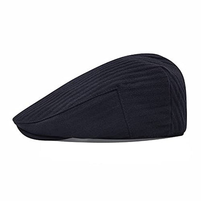 STARANCE Men Wool Blend Newsboy Cap Flat Hat - color: Black, size: 7 1/4