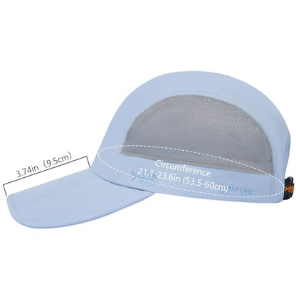 BASSDASH Folding Fishing Baseball Cap UPF 50+ Water Resistant Outdoor Portable Brim Hats for Women Men Hiking Adjustable - color: Light Blue