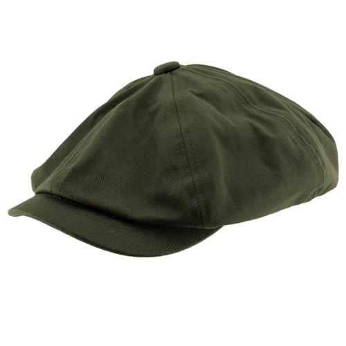 Trendy Apparel Shop XXL Oversized Cotton Newsboy Cap Hat - color: Olive