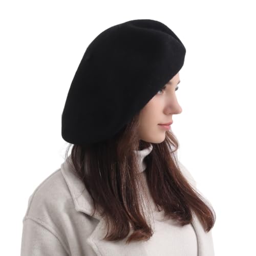 French Wool Beret Hats for Women Man - color: Xl-black