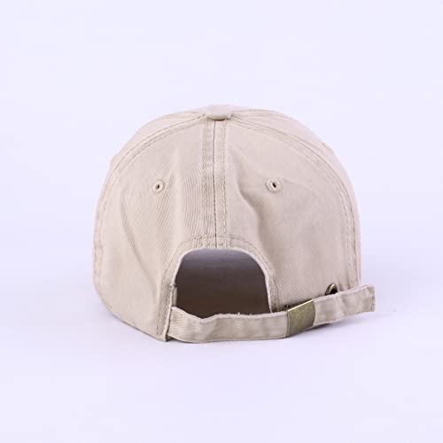 LANGZHEN Unisex Baseball Cap 100% Cotton Fits Men Women Washed Denim Adjustable Dad Hat - color: Khaki
