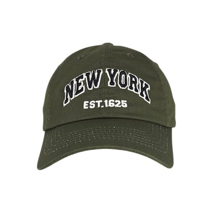 E BY ELIDAN NY Dad Hat, New York EST.1625 Cotton Baseball Cap Women & Men - color: Olive