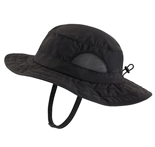 Connectyle Kids Sun Hat for Boys Girls Wide Brim Bucket Hat UPF 50+ Sun Protection Hat Breathable Summer Beach Hat - color: Black