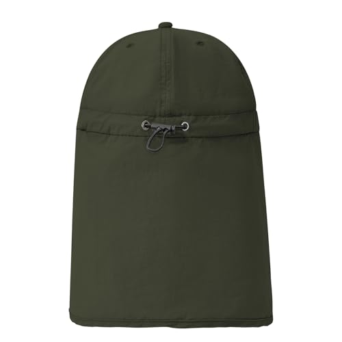 American Trends Mens Sun Hat with Neck Flap, UV Protection Outdoor Flap Hat, Packable Soft Fishing Hiking Gardening Hat - color: Green