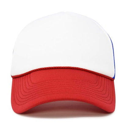 DALIX Two Tone Trucker Hat Summer Mesh Cap with Adjustable Snapback Strap - color: Red-white-blue, size: One Size