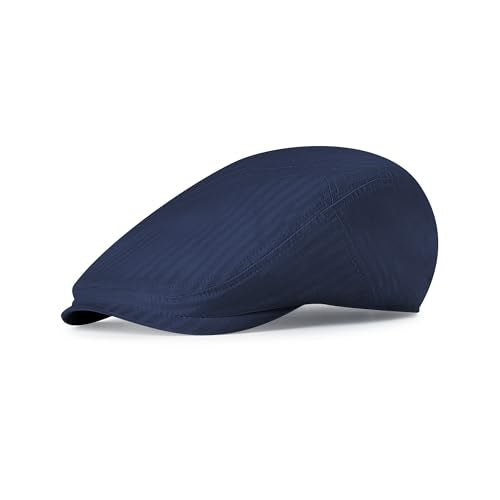 Men's Newsboy Flat Cap 100% Cotton Gatsby Ivy Golf Cabbie Hunting Summer Hat - color: Navy, size: Medium