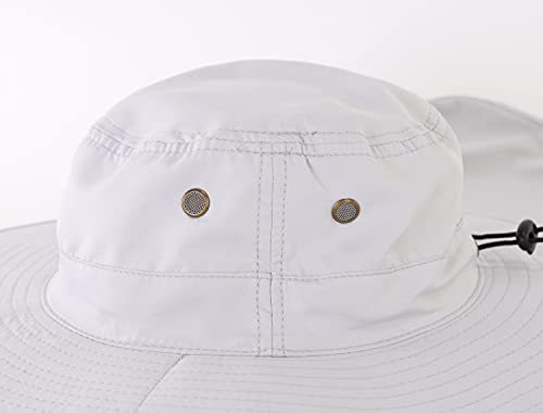 Home Prefer UPF50 Mens Sun Hat with Neck Flap Quick Dry UV Protection Cap Womens Wide Brim Fishing Hat Neck Flap Beach Garden - color: White