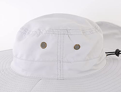 Home Prefer UPF50 Mens Sun Hat with Neck Flap Quick Dry UV Protection Cap Womens Wide Brim Fishing Hat Neck Flap Beach Garden - color: White