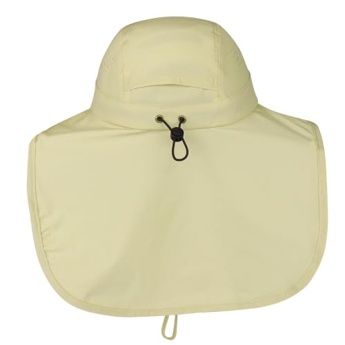 Connectyle UPF 50+ Sun Hat with Neck Flap Wide Brim Bucket Hats Breathable Fishing Hiking Gardening Safari Hat for Men Women - color: Khaki