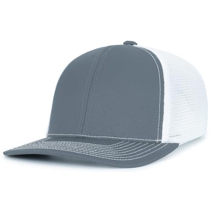 Pacific Headwear Contrast Stitch Trucker Pacflex Snapback Cap - color: Graphite/White/Graphite