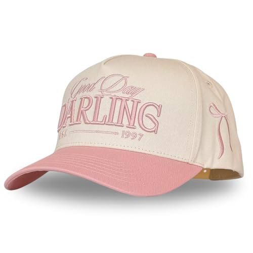 Vintage Fashion Trucker Hat | Men & Women | Trendy Cute Retro Red Caps for Country & Western | Camo Fur Cotton | Snapback - color: Good Day Darling | Pink
