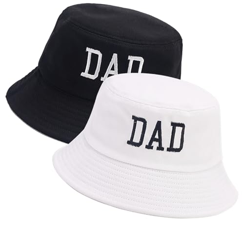 XYIYI 2 Pack Unisex Bucket Hat for Women Men Summer Beach Fishing Hat Sun Hat - color: Dad Black White