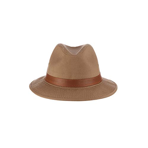 Dorfman Pacific Men's One-Piece Canvas Faux Leather-Trim Safari Hat - color: Bark, size: Large