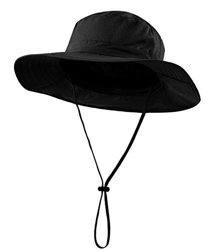 Home Prefer Outdoor UPF50+ Mesh Sun Hat Wide Brim Fishing Hat with Neck Flap Sun Hat for Men Women - color: Black