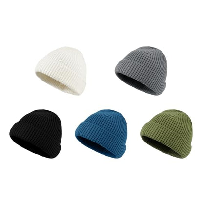 Clakllie Swag Beanie for Men Cuffed Thick Knitted Hat Warm Winter Hats Plain Stocking Skullcap Stretchy Fisherman Beanies Hat - color: Cdus-kh43-black