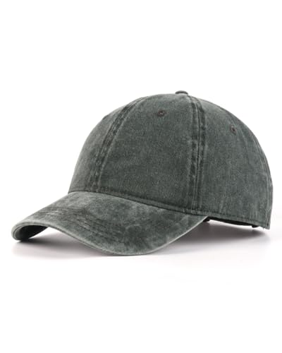 Zylioo XXL Baseball Cap for Big Heads Men Women, Washed Denim Dad Hat - color: Washed Olive Green, size: Large