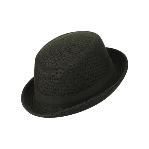 XGOPTS Unisex Summer Mesh Straw Porkpie Hat Trilby Jazz Fedora Panama Hats - color: Green