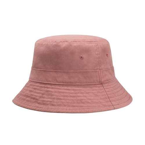 Hot Summer Bucket Hat - Trendy Cotton Sun Hat for Beach, Golf, Fishing - color: Dusty Rose