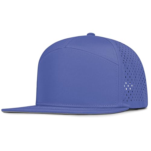 4 Inclusive Sizes Flat Bill Performance Trucker Hat Men Women, 7 Panel Snapback Running - color: 15.blue