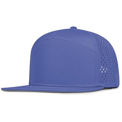 4 Inclusive Sizes Flat Bill Performance Trucker Hat Men Women, 7 Panel Snapback Running - color: 15.blue