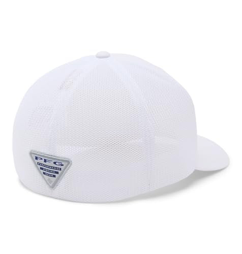 Columbia Unisex PFG Logo Mesh Ball Cap, White/Bass, L/XL