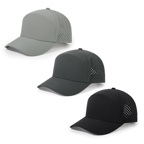 HH HOFNEN Quick Dry Baseball Cap Snapback Golf Trucker Hat for Man Women - color: 3-black+gray+darkgray