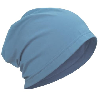 ROYBENS 100% Cotton Thin Slouchy Beanie Hat Women Men Lightweight Chemo Cap - color: 1pcs-light Blue