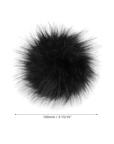 QWORK Faux Fox Fur 3.94" DIY Pom Pom Balls, Colorful Fluffy Craft Pompoms with Elastic Loops for Knitting Hat, Shoe Accessories, Bag Charms, 12 Pcs