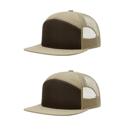 Richardson 168 Hi-Pro 7 Panel Adjustable Snapback Trucker Mesh Back Cap - color: Brown/Khaki