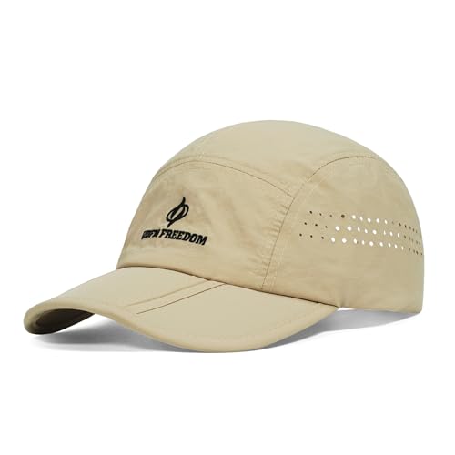 Clakllie Quick Dry 5 Panel Cap for Men Summer Folding Outdoor Hat Breathable Baseball Cap Unstructured Running Hiking Hats - color: Bs26zd01-khaki