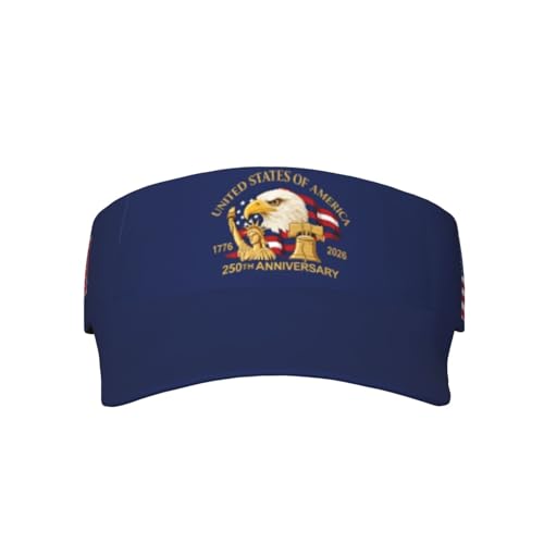 United States 250th Anniversary Hat USA Est 1776 America Patriotic Visor Cap Adjustable Sun Hat for Women Men Sports Beach - color: Black22