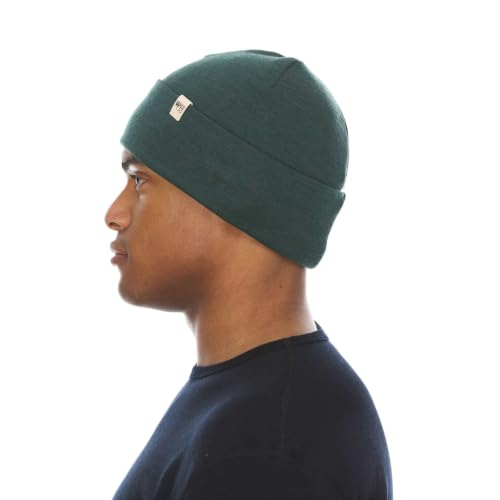 100% Merino Wool Cuff Beanie - Warm Winter Hat - Novelty Beanie - Toque - color: Forest Green
