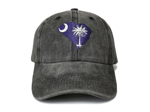 America State City Flag Hats - color: South Carolina Flag (Washed Black)