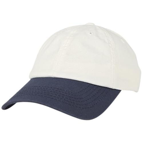 E BY ELIDAN Two Tone Dad Hat, Low Profile Baseball Cap - color: White Navy