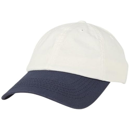 E BY ELIDAN Two Tone Dad Hat, Low Profile Baseball Cap - color: White Navy