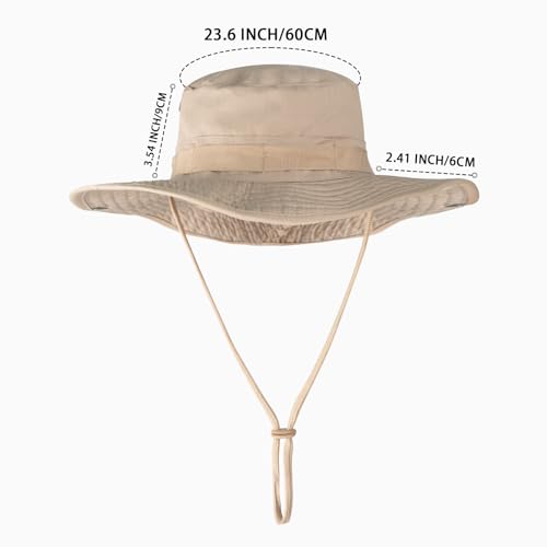 Sun Hats for Men Women Bucket Hat UPF 50+ Boonie Fishing Safari Hat - color: Khaki