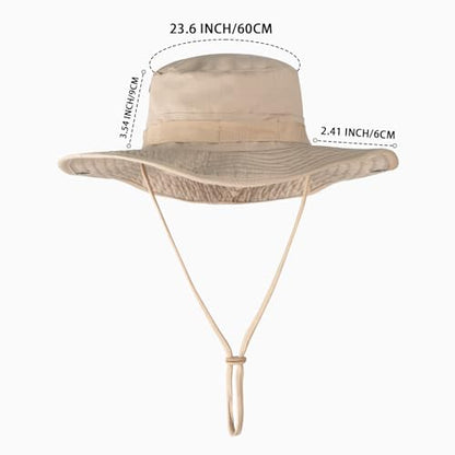 Sun Hats for Men Women Bucket Hat UPF 50+ Boonie Fishing Safari Hat - color: Khaki