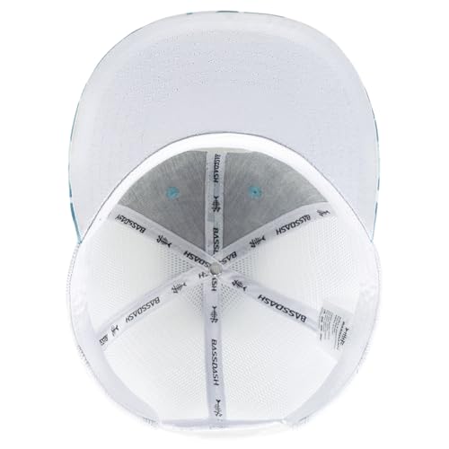 BASSDASH Flat Brim Trucker Cap Adjustable Snapback Hat Mesh Back for Men Women - color: Fish Camo