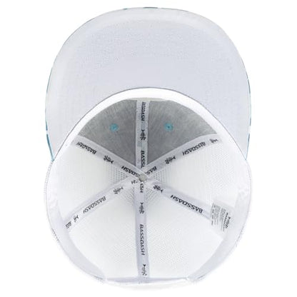 BASSDASH Flat Brim Trucker Cap Adjustable Snapback Hat Mesh Back for Men Women - color: Fish Camo