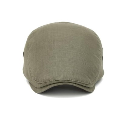 Quanhaigou Unisex Denim Newsboy Hats Flat Ivy Gatsby Cabbie Driving Berets Hat Cotton Dad Cap for Men Women - color: Solid Army Green