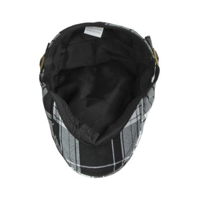 Mens Plaid Newsboy Flat Cap Ivy Gatsby Driving Hunting Cabbie Hat - color: Black-plaid C