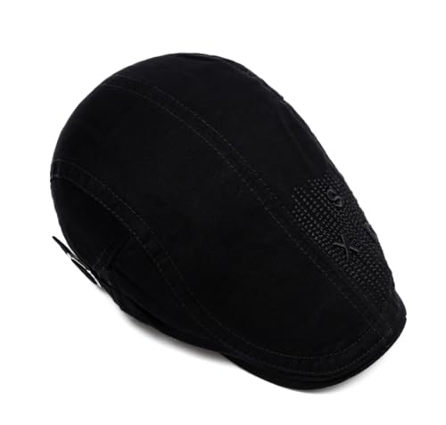 Cotton Newsboy Cap,Breathable Ivy Gatsby Cabbie Beret Hat for Men's Women Driving Hunting Golf - color: Letter Black