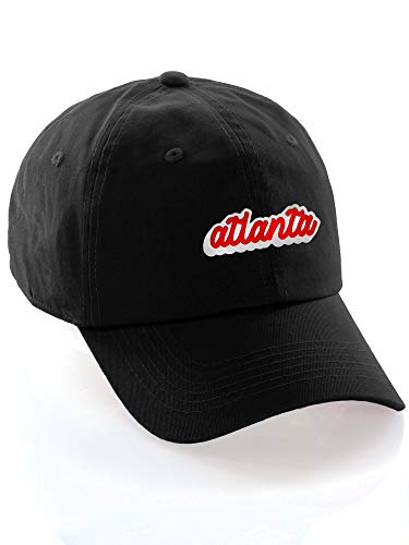 Classic Unstructured USA Cities Baseball Dad Hat 3D Raised PVC Letters Cap - color: Atlanta Black - White Red