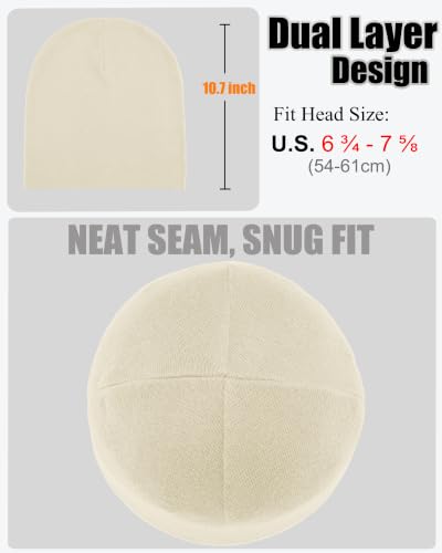 ROYBENS Thin 100% Cotton Beanie for Men Women Lightweight Slouchy Chemo Hat - color: 1pcs-beige