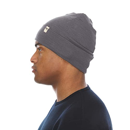 100% Merino Wool Cuff Beanie - Warm Winter Hat - Novelty Beanie - Toque - color: Charcoal Gray
