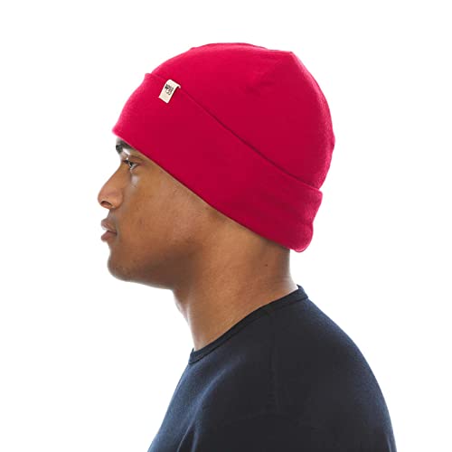 100% Merino Wool Cuff Beanie - Warm Winter Hat - Novelty Beanie - Toque - color: True Red