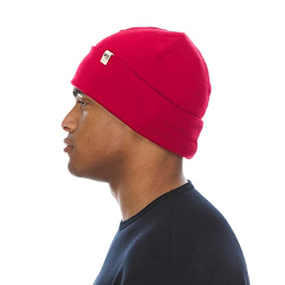 100% Merino Wool Cuff Beanie - Warm Winter Hat - Novelty Beanie - Toque - color: True Red